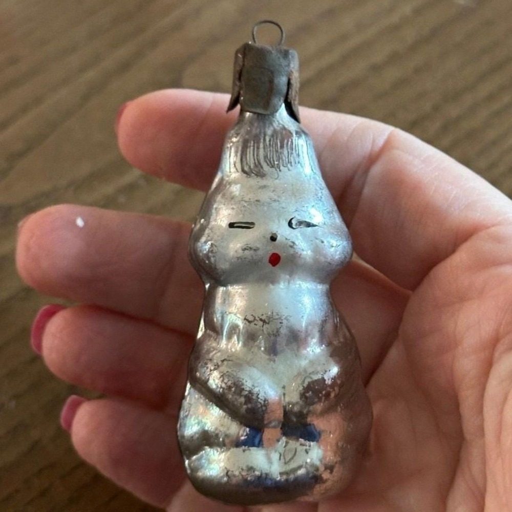 Vintage 3" USSR Bunny Hare Mercury Glass Christmas Ornament